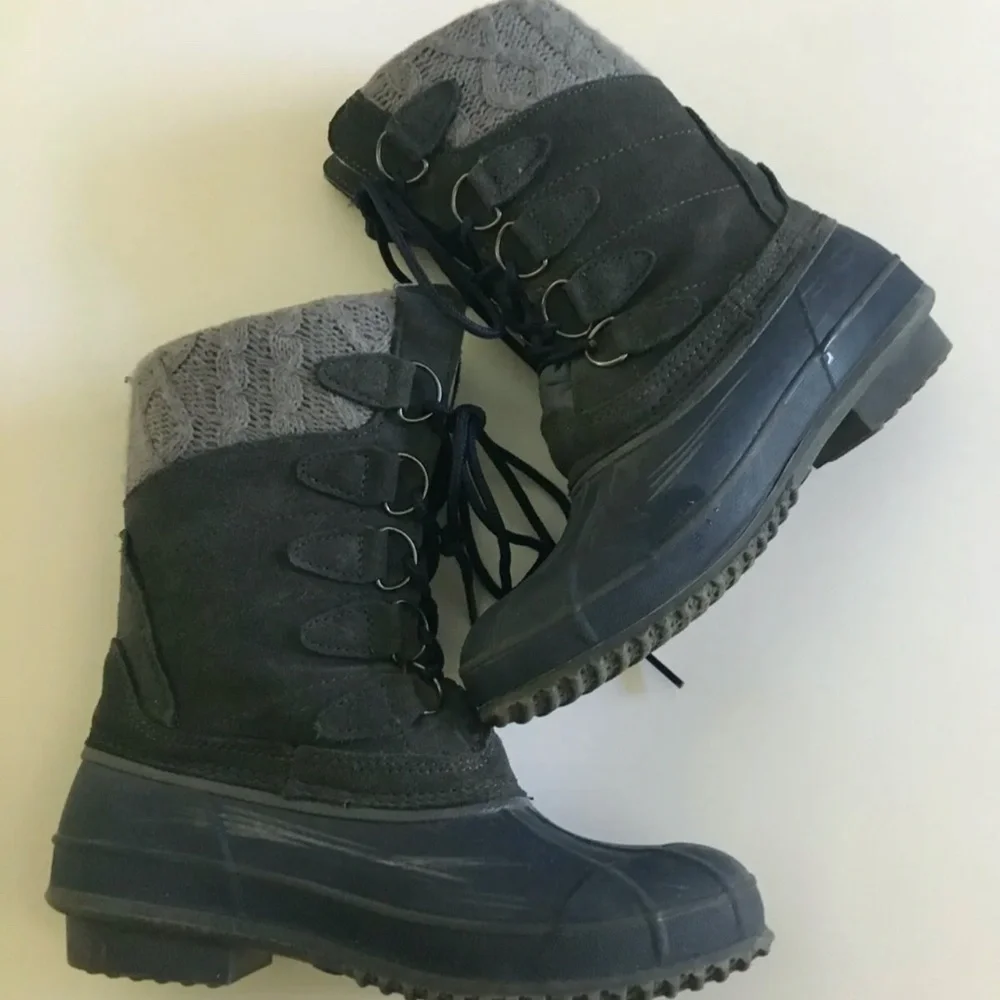 Khombu Snow Boots Shoes Size 6 Gray Blue Waterproof